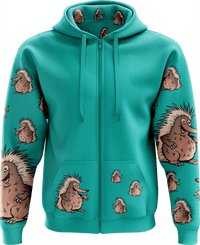 Spunky Echidna Full Zip Hoodies Jacket - fungear.com.au