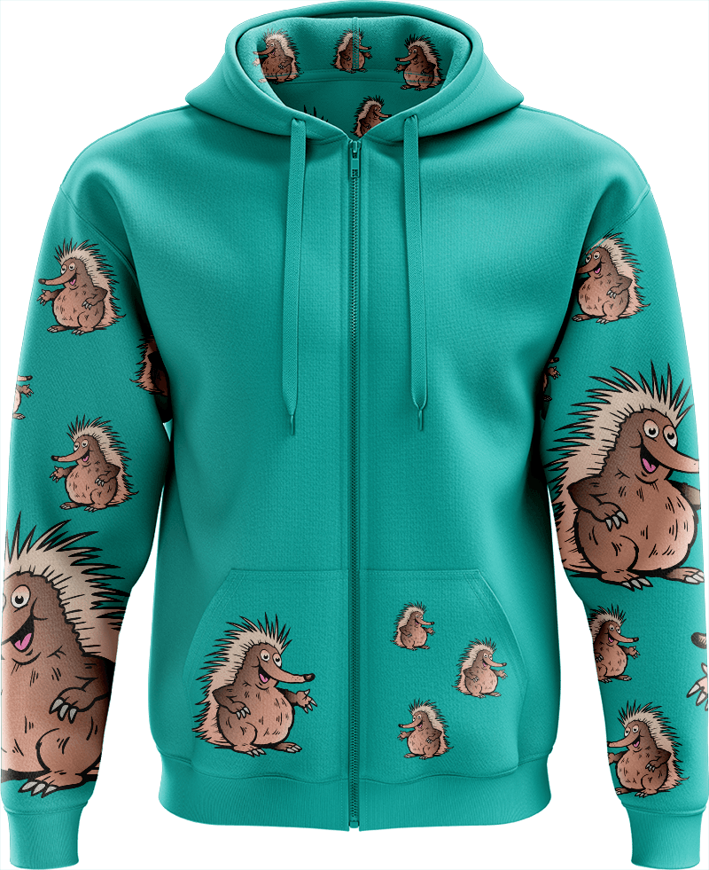 Spunky Echidna Full Zip Hoodies Jacket - fungear.com.au