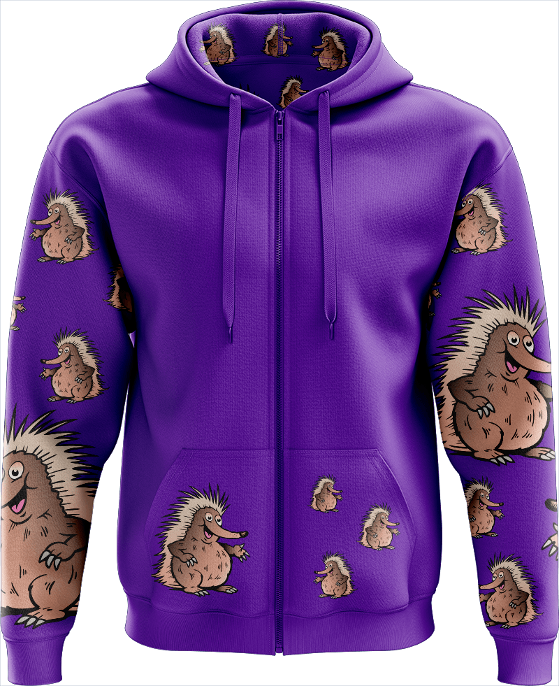Spunky Echidna Full Zip Hoodies Jacket - fungear.com.au