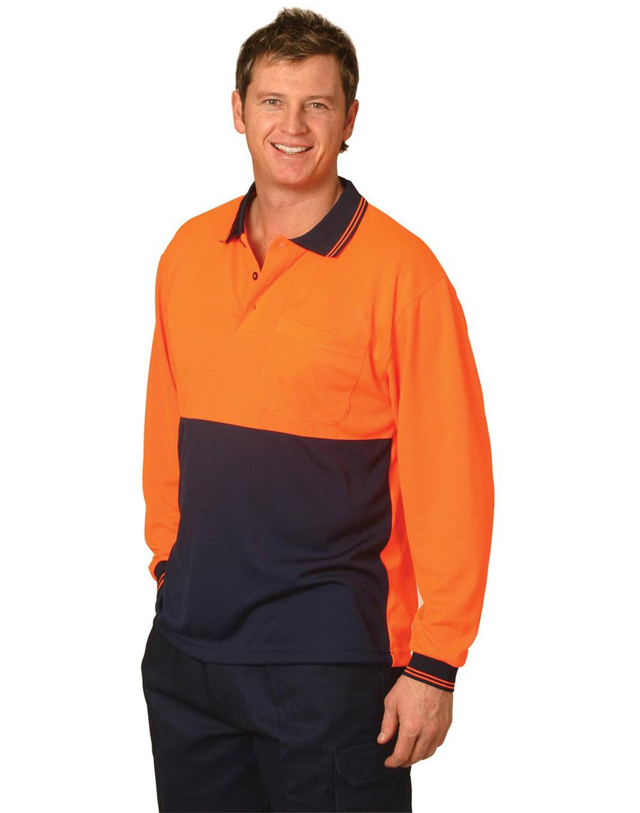 SW05CD Hi Vis cooldry safety polo L/S - kustomteamwear.com