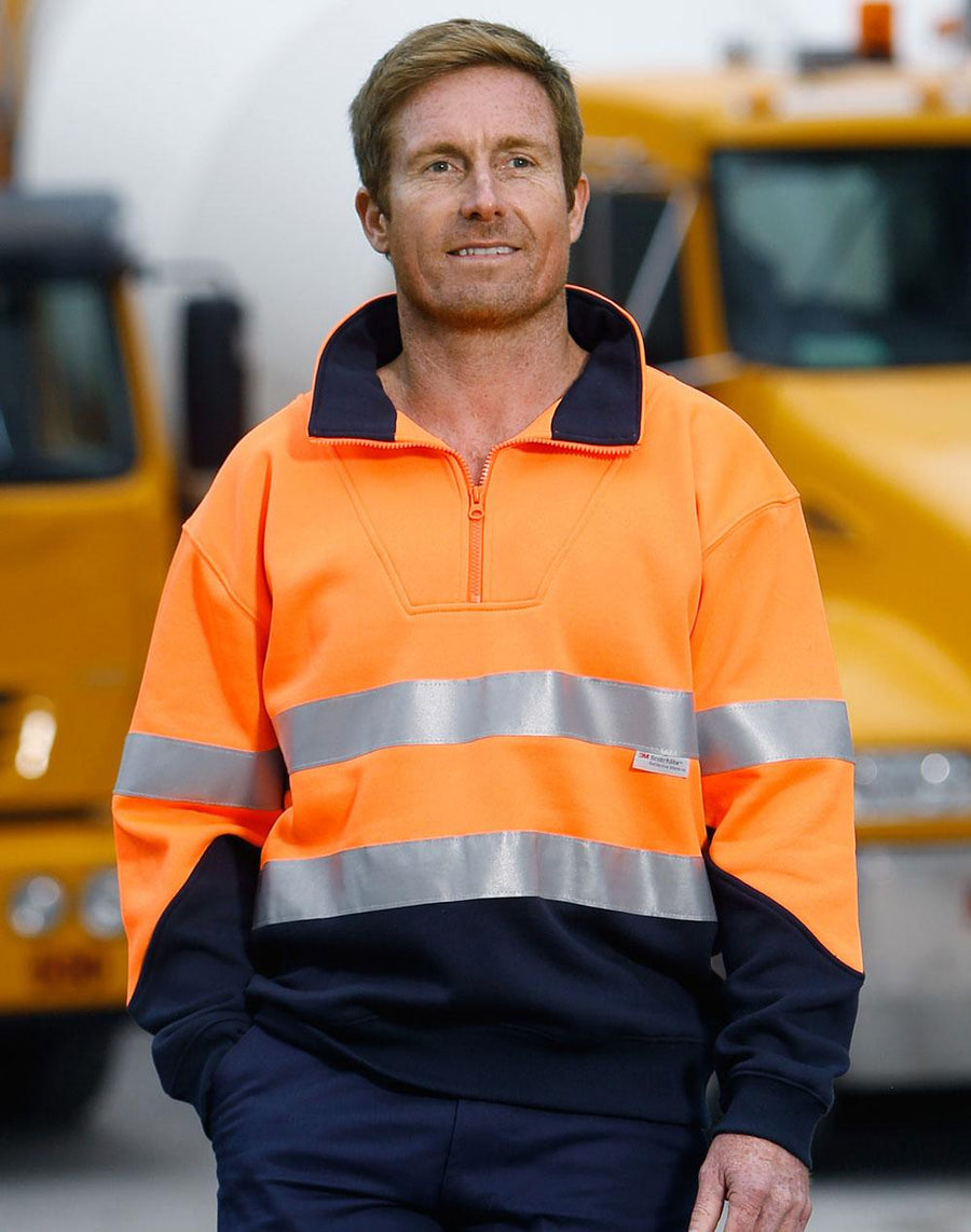 SW14 Hi Vis L/S Fleecy Collar Sweater 3M Tapes - kustomteamwear.com