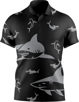 Swim With Sharks Men's Short Sleeve Polo - fungear.com.au