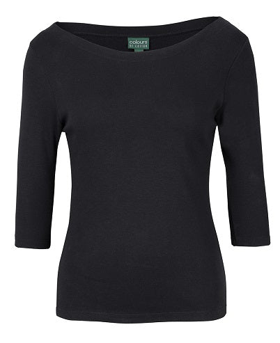 C OF C LADIES 3/4 SLEEVE BOAT NECK TEE