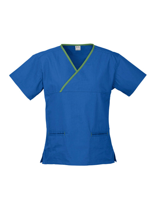 Ladies Contrast Crossover Scrubs Top