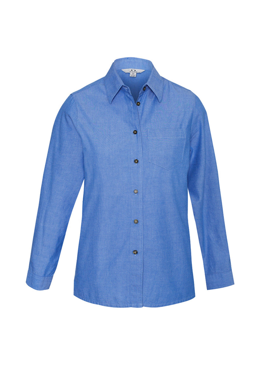 Ladies Wrinkle Free Chambray Long Sleeve Shirt