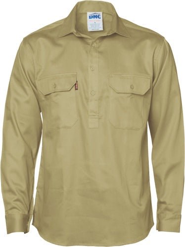 Close Front Cotton Drill Shirt - Long Sleeve - kustomteamwear.com