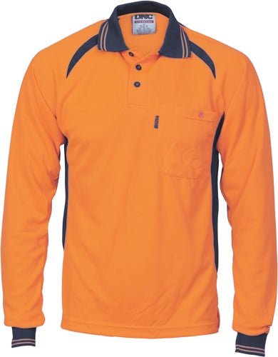 Cool-Breeze Contrast Mesh Polo - long sleeve - kustomteamwear.com