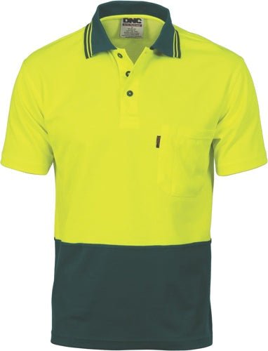 Cotton Back HiVis Two Tone Fluoro Polo - Short Sleeve