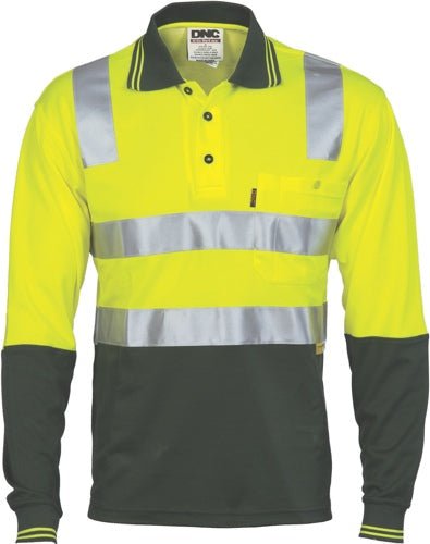 Cotton Back HiVis Two Tone Polo Shirt with CSR R/ Tape - L/S