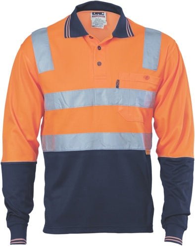 Cotton Back HiVis Two Tone Polo Shirt with CSR R/ Tape - L/S - kustomteamwear.com