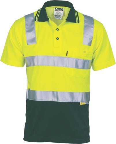 Cotton Back HiVis Two Tone Polo Shirt with CSR R/ Tape - Short sleeve