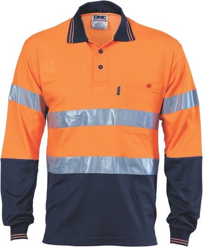 Hi Vis Two Tone Cotton Back Polos with Generic R.Tape - L/S - kustomteamwear.com