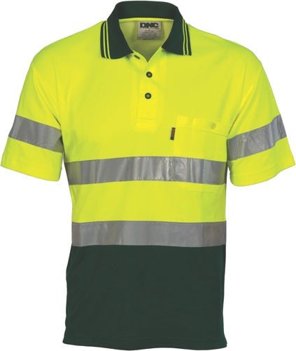 Hi Vis Two Tone Cotton Back Polos with Generic R.Tape - short sleeve