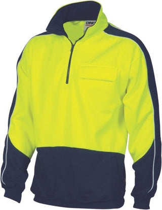 HiVis 2 Tone 1/2 Zip Hi-Neck Panel Fleecy Windcheater