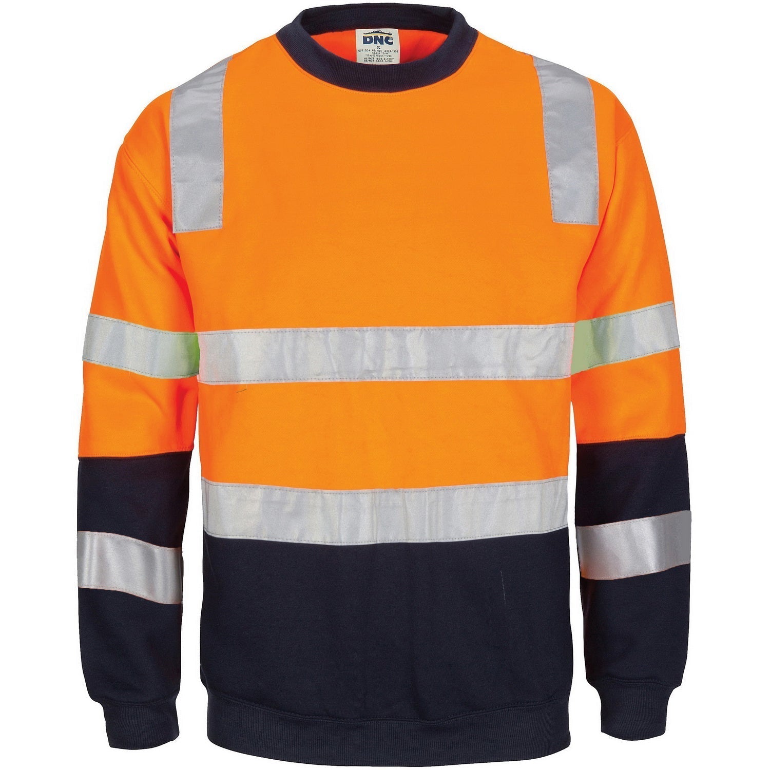 HIVIS 2 tone, crew-neck fleecy sweat shirt with shoulders, double hoop body and arms CSR R/Tape. - kustomteamwear.com