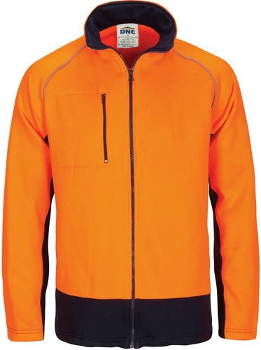 HIVIS 2 TONE FULL ZIP FLEECY SWEAT SHIRT WITH TWO SIDE ZIPPED POCKETS - kustomteamwear.com