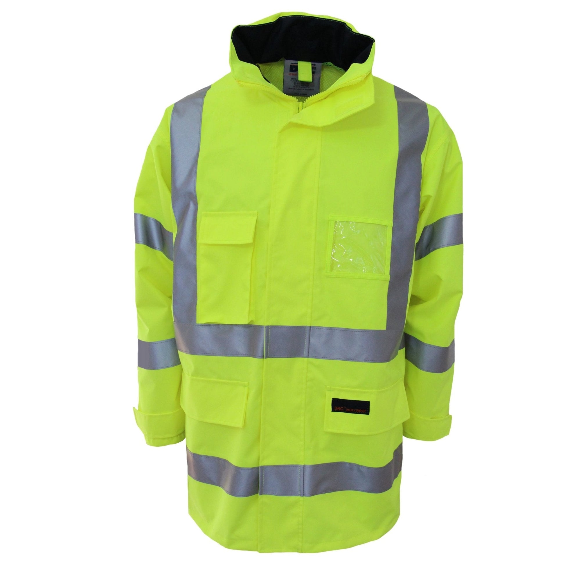 HiVis Breathable Rain Jacket Biomotion tape - kustomteamwear.com