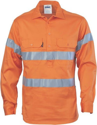 HiVis Close Front Cotton Drill Shirt with 3M R/Tape - kustomteamwear.com