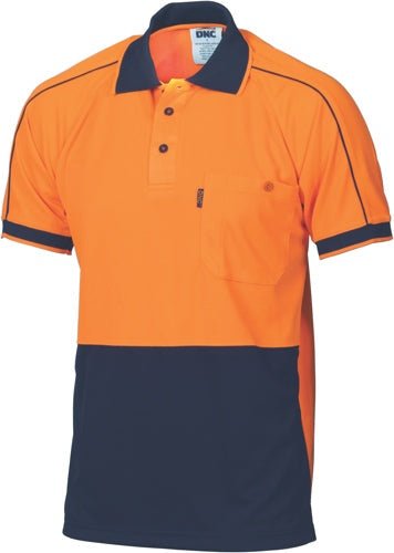 HiVis Cool-Breathe Double Piping Polo - Short Sleeve - kustomteamwear.com