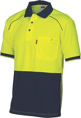 HiVis Cool-Breathe Front Piping Polo - Short Sleeve