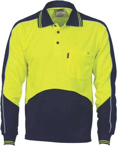 HiVis Cool Breathe Panel Polo Shirt - Long Sleeve