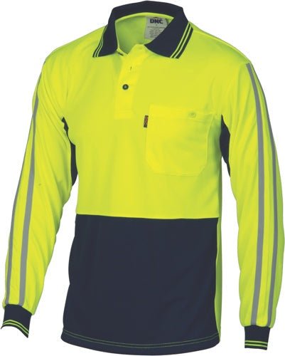 HiVis Cool-Breathe Stripe Polo - long Sleeve