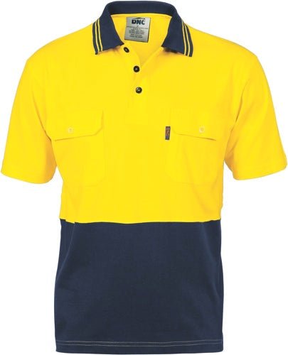 HiVis Cool-Breeze 2 Tone Cotton Jersey Polo Shirt with Twin Chest Pocket - S/S