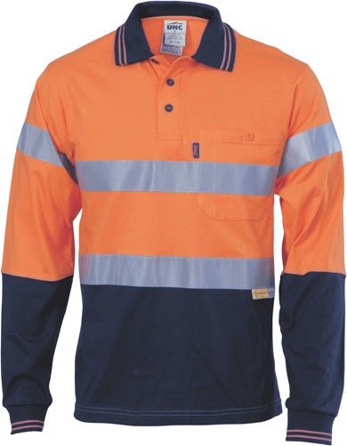 Hivis Cool-Breeze Cotton Jersey Polo With CSR R/Tape - L/S - kustomteamwear.com