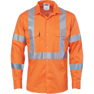 HiVis Cool-Breeze Cotton Shirt with Hoop & Shoulder CSR R/Tape - L/S - kustomteamwear.com