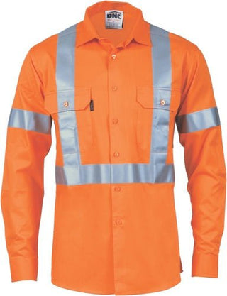 HiVis Cool-Breeze Cotton Shirt with ‚Äö√Ñ√≤X‚Äö√Ñ√¥ Back & additional 3m r/Tape on Tail - long sleeve - kustomteamwear.com