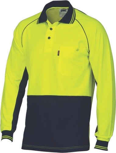 HiVis Cotton Backed Cool-Breeze Contrast Polo - long Sleeve