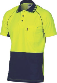 HiVis Cotton Backed Cool-Breeze Contrast Polo - Short Sleeve