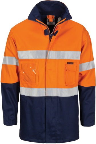 HiVis Cotton Drill "2 in 1" Jacket with Generic Reflective R/Tape - kustomteamwear.com
