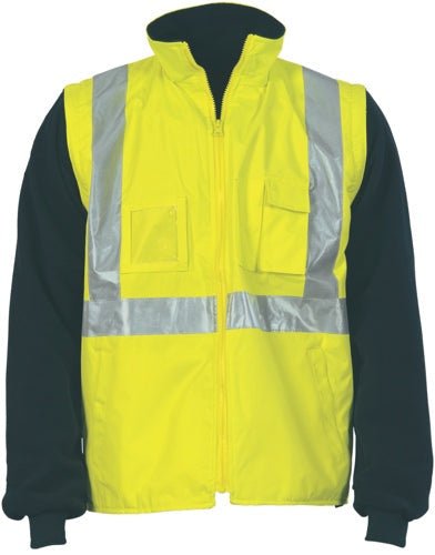 HiVis Cross Back D/N ‚Äö√Ñ√∫4 in 1‚Äö√Ñ√π Zip Off Sleeve Reversible Vest