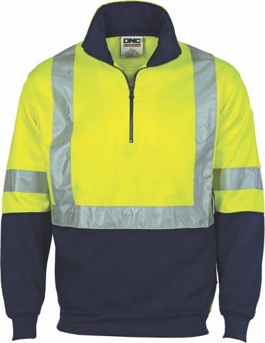 HiVis Cross Back D/N Two Tone 1/2 Zip Fleecy