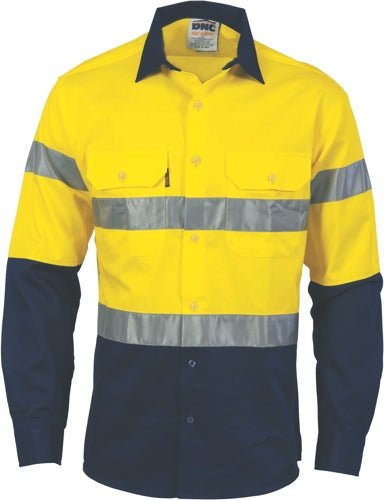 HiVis D/N 2 Tone Drill Shirt with Generic R/Tape -long sleeve