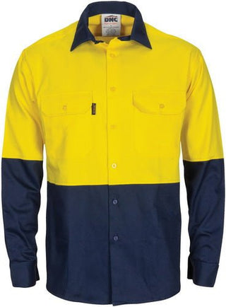 HiVis R/W Cool-Breeze T2 Vertical Vented Cotton Shirt with Gusset Sleeves - Long Sleeve - kustomteamwear.com