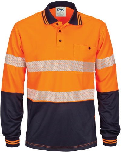 HIVIS Segment Taped Mircomesh Polo Long Sleeve - kustomteamwear.com