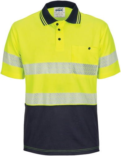 HIVIS Segment Taped Mircomesh Polo   Short Sleeve