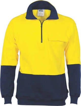 HiVis Two Tone 1/2 Zip Cotton Fleecy Windcheater