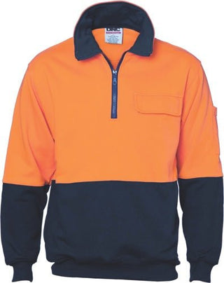 HiVis Two Tone 1/2 Zip Cotton Fleecy Windcheater - kustomteamwear.com
