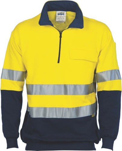 HiVis Two Tone 1/2 Zip Cotton Fleecy Windcheater with 3M R/Tape