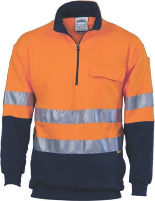 HiVis Two Tone 1/2 Zip Cotton Fleecy Windcheater with 3M R/Tape - kustomteamwear.com
