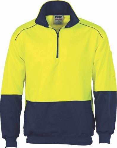 HiVis Two Tone 1/2 Zip Reflective Piping Sweat Shirt