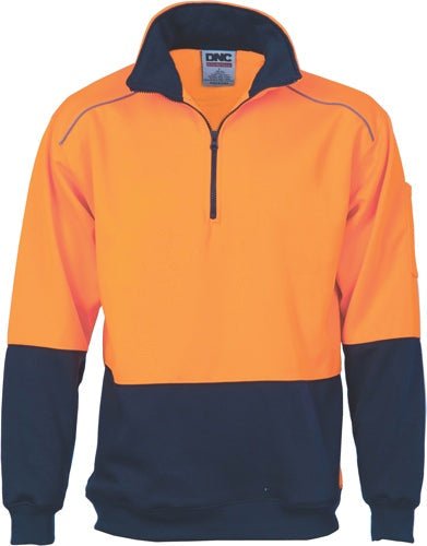 HiVis Two Tone 1/2 Zip Reflective Piping Sweat Shirt - kustomteamwear.com