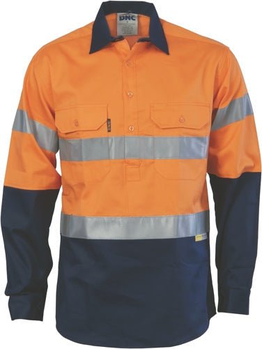 HiVis Two Tone Closed Front Cotton Shirt with 3M R/Tape - kustomteamwear.com