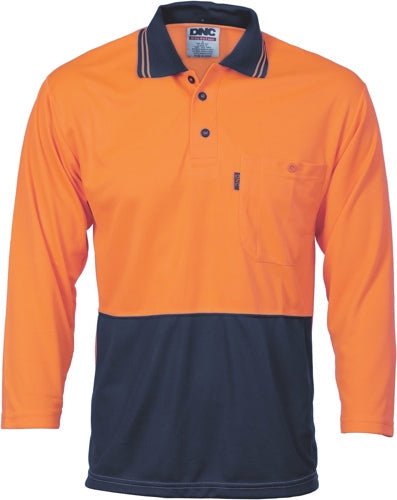 HiVis Two Tone Cool Breathe Polo Shirt, 3/4 Sleeve - kustomteamwear.com