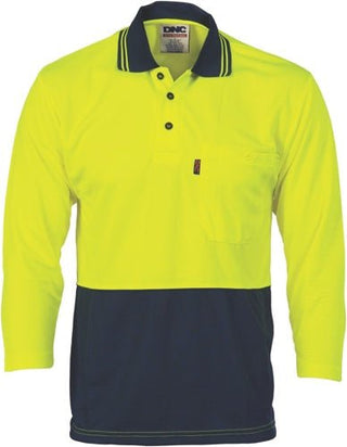 HiVis Two Tone Cool Breathe Polo Shirt, 3/4 Sleeve