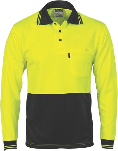 HiVis Two Tone Cool Breathe Polo Shirt, Long Sleeve