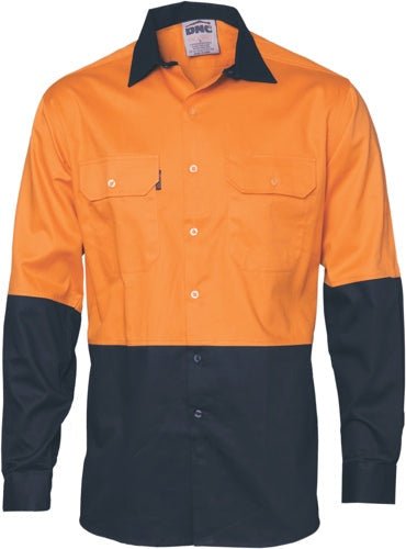 HiVis Two Tone Cotton Drill Shirt - Long Sleeve - kustomteamwear.com